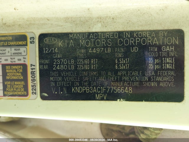KIA Sportage Lx 2015 KNDPB3AC1F7756648 Image 9