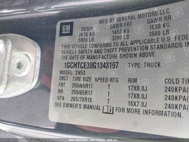 Chevrolet Colorado Lt 2016 1GCHTCE30G1343197 Image 9