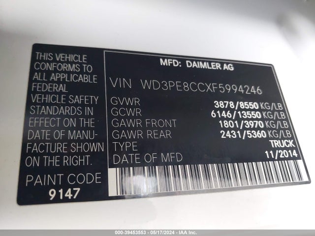 WD3PE8CCXF5994246 Mercedes-Benz Sprinter 2500 High Roof