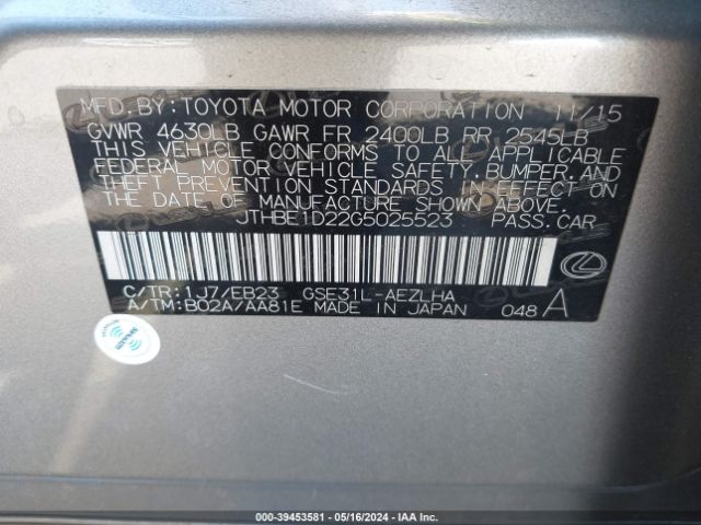 JTHBE1D22G5025523 Lexus IS 350
