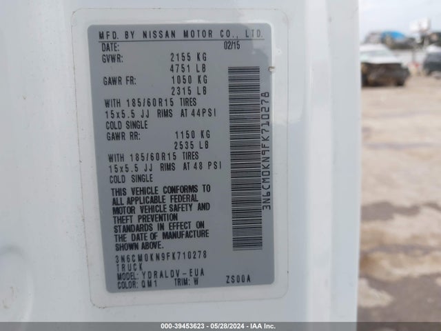 Nissan Nv200 S 2015 3N6CM0KN9FK710278 Image 9