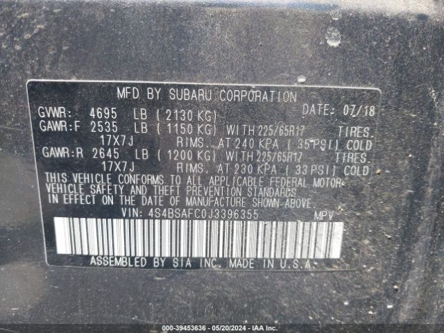 4S4BSAFC0J3396355 Subaru Outback 2.5i Premium