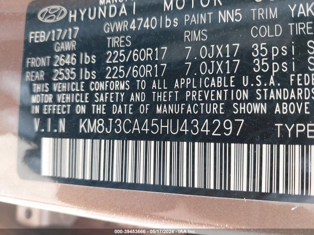 Hyundai TUCSON SE 2017 KM8J3CA45HU434297 Image 9
