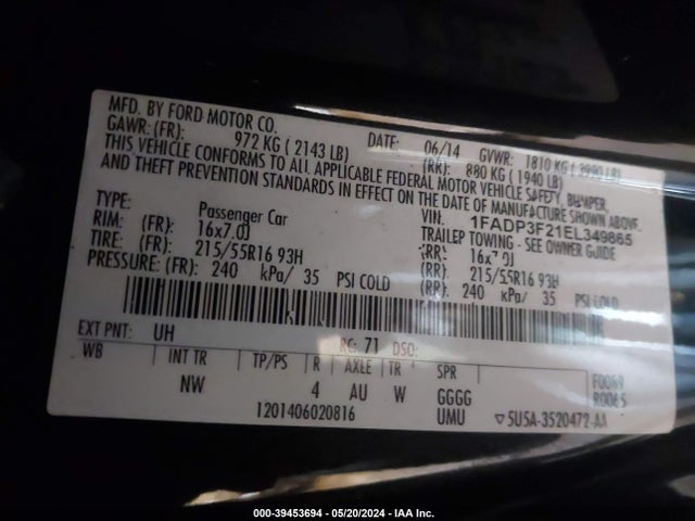 Ford FOCUS SE 2014 1FADP3F21EL349865 Image 9