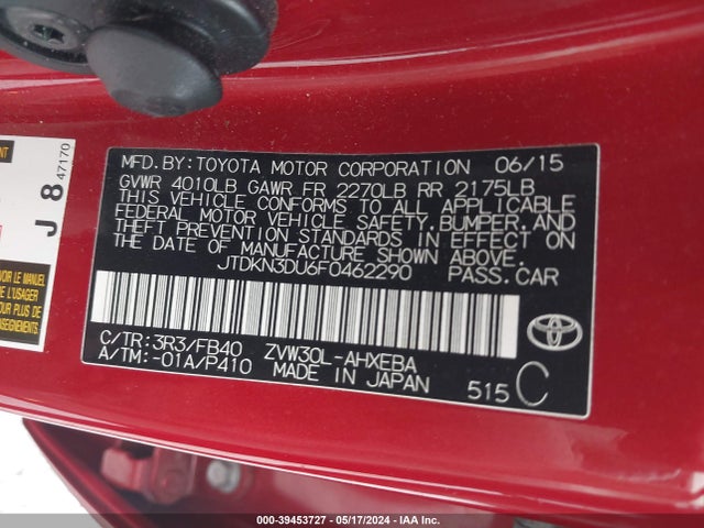 Toyota Prius Three 2015 JTDKN3DU6F0462290 Image 9