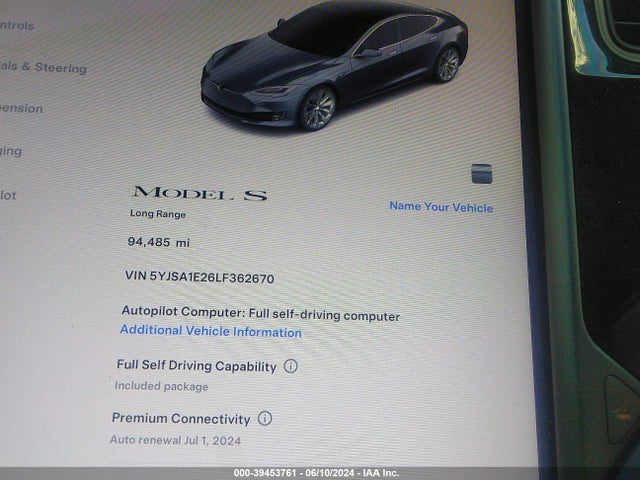 Tesla MODEL S 2020 5YJSA1E26LF362670 Image 7