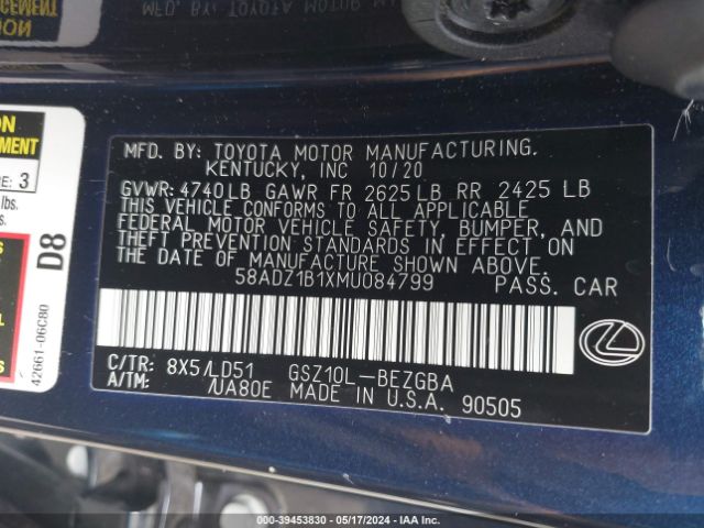 58ADZ1B1XMU084799 Lexus ES 350