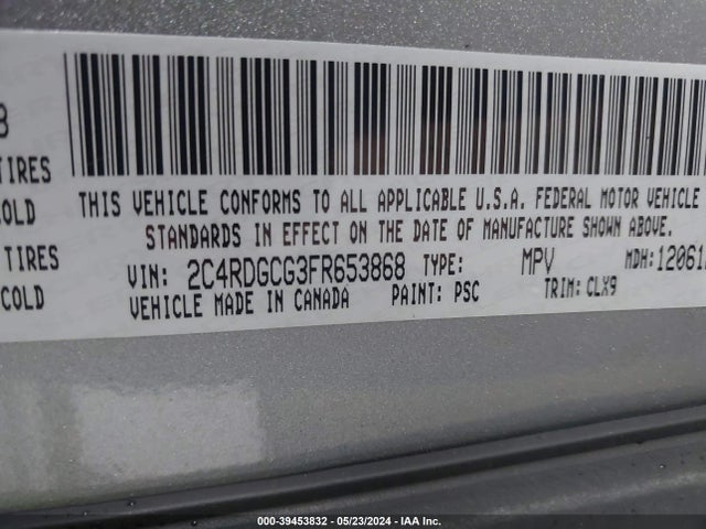 Dodge Grand Caravan Sxt Plus 2015 2C4RDGCG3FR653868 Image 9