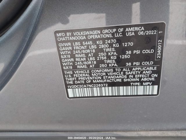 1V2DC2CA7NC226372 Volkswagen Atlas Cross Sport 2.0t Se