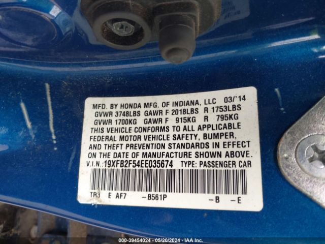 19XFB2F54EE035674 Honda Civic Lx