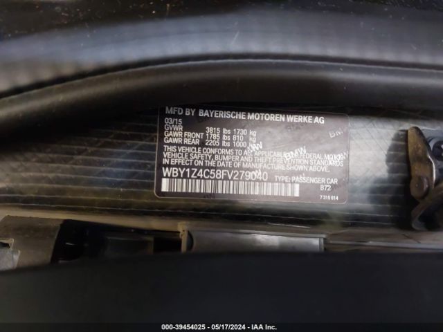 WBY1Z4C58FV279040 BMW I3 Base W/range Extender