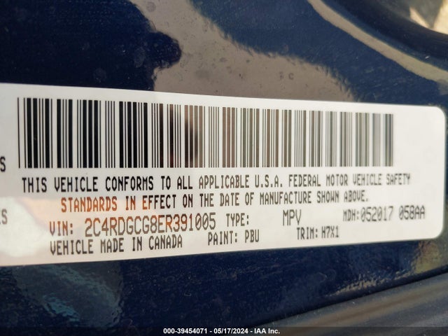 Dodge Grand Caravan Sxt 2014 2C4RDGCG8ER391005 Image 9