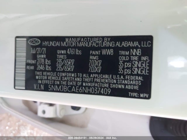Hyundai TUCSON SEL 2022 5NMJBCAE6NH037409 Image 9
