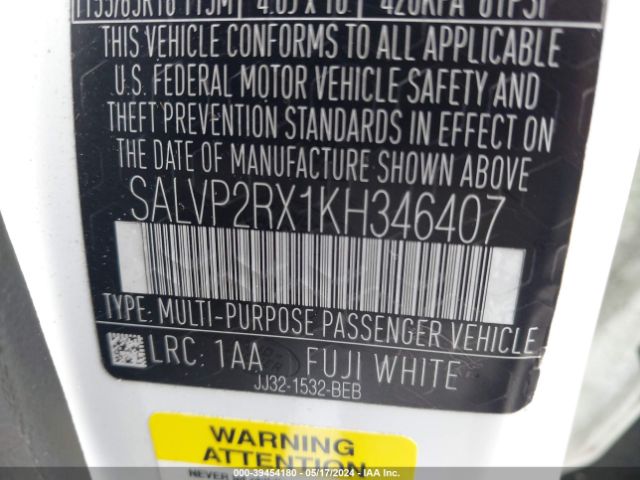 SALVP2RX1KH346407 Land Rover Range Rover Evoque Se/se Premium
