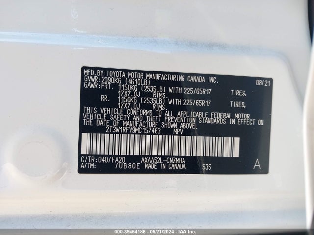 Toyota Rav4 Xle 2021 2T3W1RFV9MC157463 Image 9