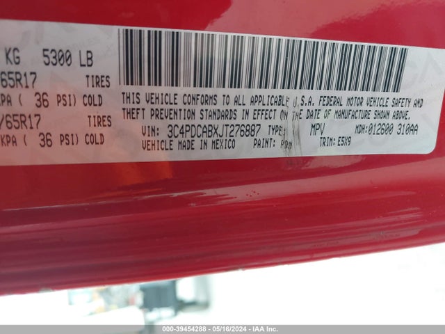 Dodge JOURNEY SE 2018 3C4PDCABXJT276887 Image 9