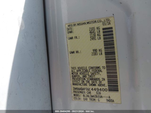 1N4AA6AP3GC449400 Nissan Maxima 3.5 Sr