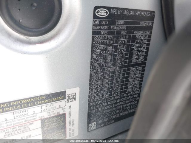 SALYL2EX0KA795147 Land Rover Range Rover Velar P250 R-dynamic Se