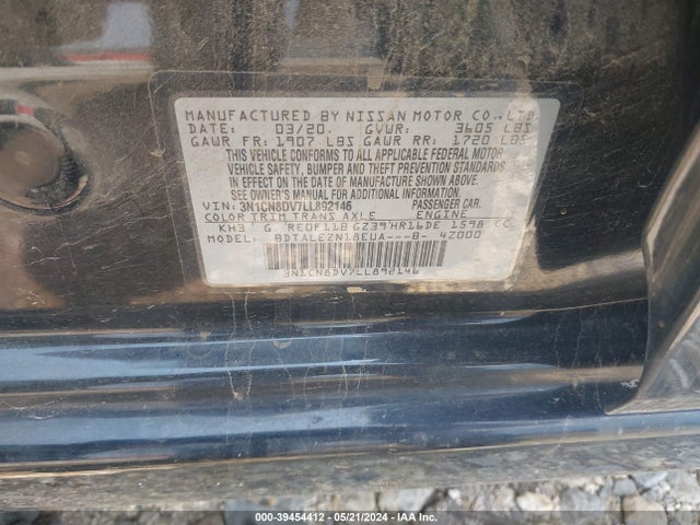 Nissan Versa S Xtronic Cvt 2020 3N1CN8DV7LL892146 Image 9