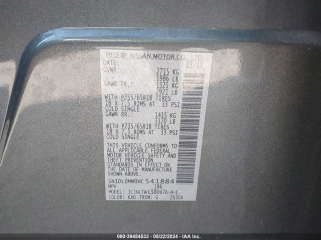 5N1DL0MM0HC541884 Infiniti QX60