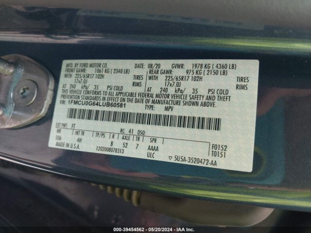 2020 FORD ESCAPE 1FMCU0G64LUB60581 Photo 8