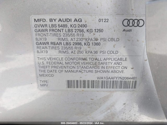 2022 AUDI Q5 WA1GAAFY7N2064461 Photo 8