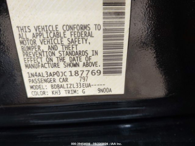 1N4AL3AP0JC187769 Nissan Altima 2.5 Sv