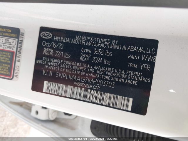 5NPLM4AG7MH003703 Hyundai ELANTRA SEL