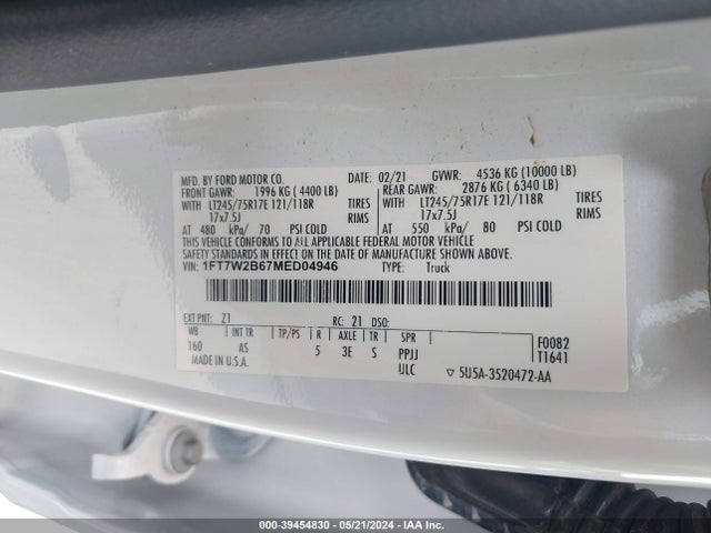 Ford F-250 Xl 2021 1FT7W2B67MED04946 Image 9