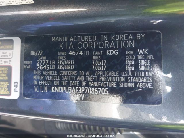 KNDPU3AF3P7086705 KIA Sportage Lx