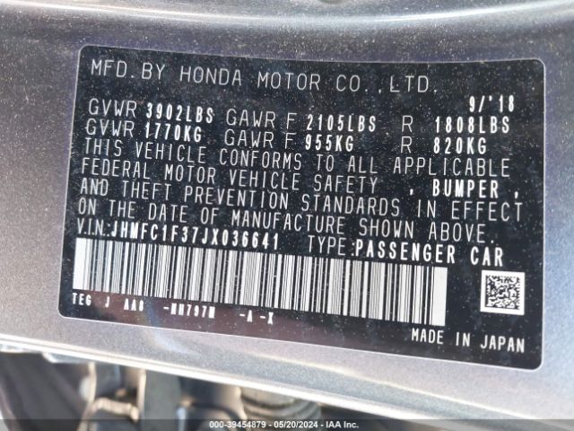 JHMFC1F37JX036641 Honda Civic Ex-t