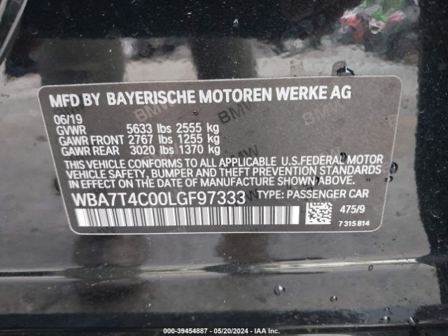 WBA7T4C00LGF97333 BMW 740i Xdrive