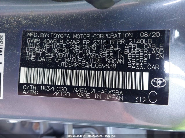 Toyota COROLLA SE 2021 JTDS4MCE4MJ059838 Image 9
