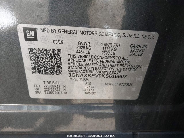 Chevrolet EQUINOX LT 2019 3GNAXKEV0KS616607 Image 9