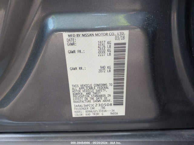 Nissan Altima 2.5 S 2018 1N4AL3AP2JC230508 Image 9