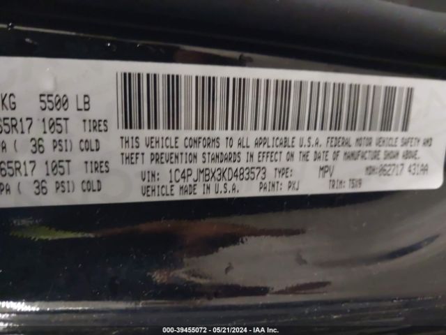 1C4PJMBX3KD483573 Jeep Cherokee Trailhawk 4x4