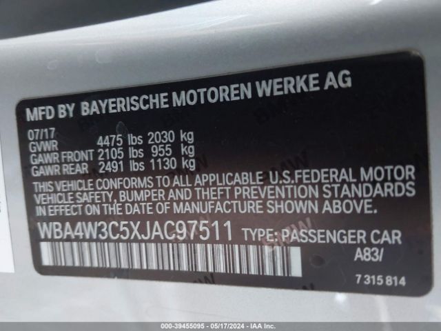 WBA4W3C5XJAC97511 BMW 430I