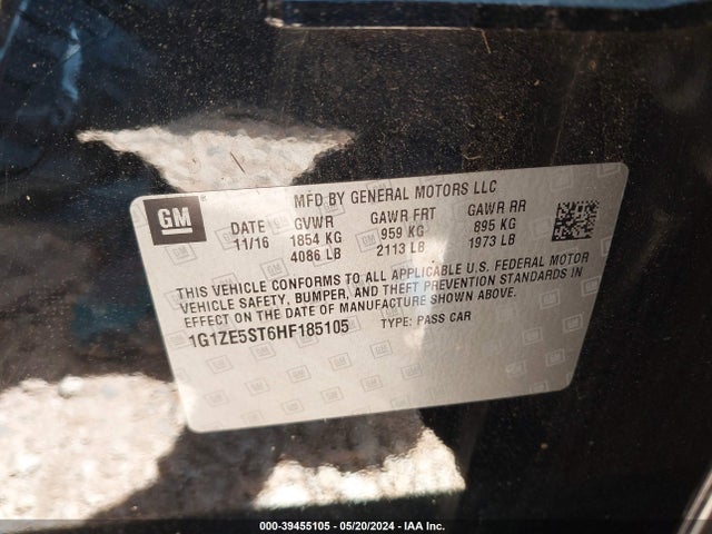 Chevrolet MALIBU 1LT 2017 1G1ZE5ST6HF185105 Image 9