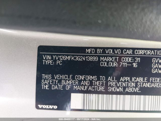 YV126MFK3G2413899 Volvo S60 T5 Drive-e Premier