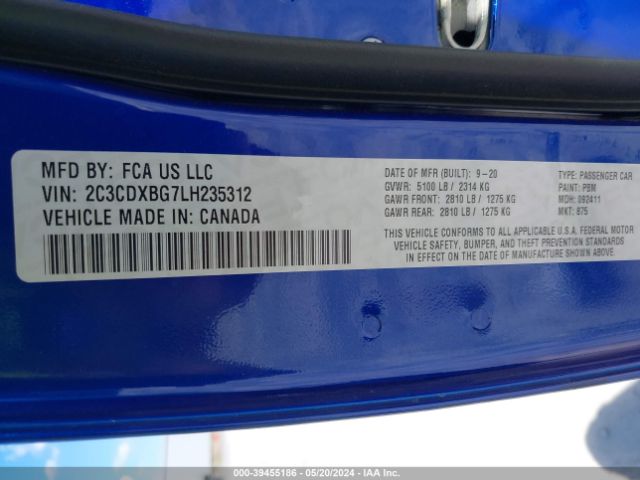 2C3CDXBG7LH235312 Dodge Charger Sxt Rwd