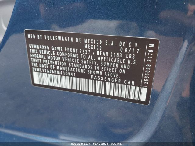 3VWL17AJ5HM410941 Volkswagen Jetta 1.8t Sel/1.8t Sel Premium