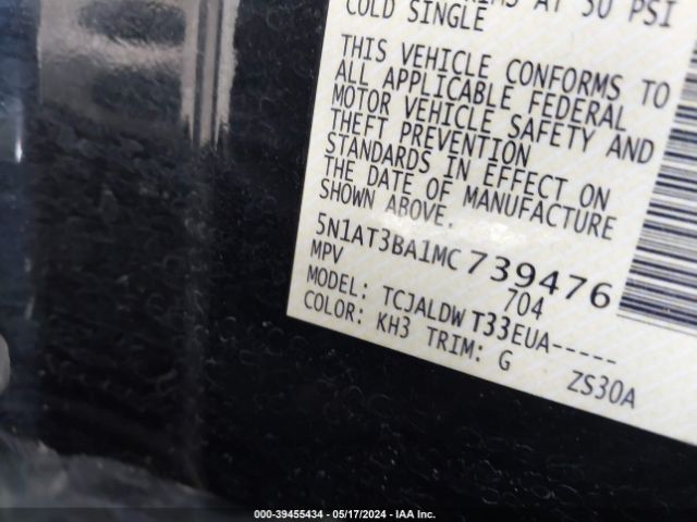5N1AT3BA1MC739476 Nissan Rogue Sv Fwd