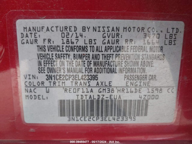 Nissan Versa Note Sv 2014 3N1CE2CP3EL423395 Image 9