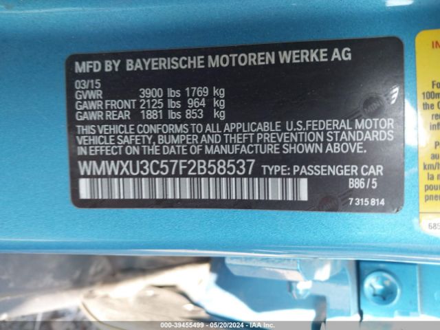 WMWXU3C57F2B58537 Mini Hardtop Cooper S