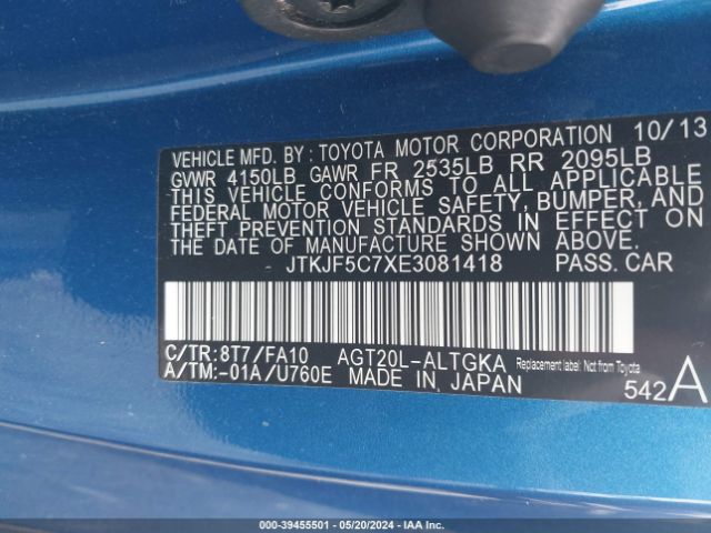 JTKJF5C7XE3081418 Scion TC