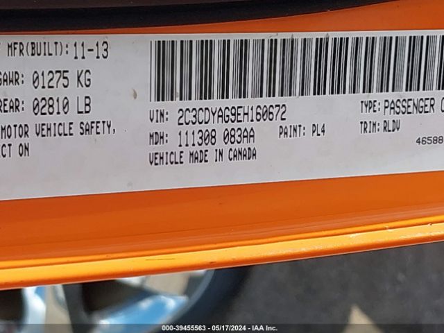 2C3CDYAG9EH160672 Dodge Challenger Sxt Plus