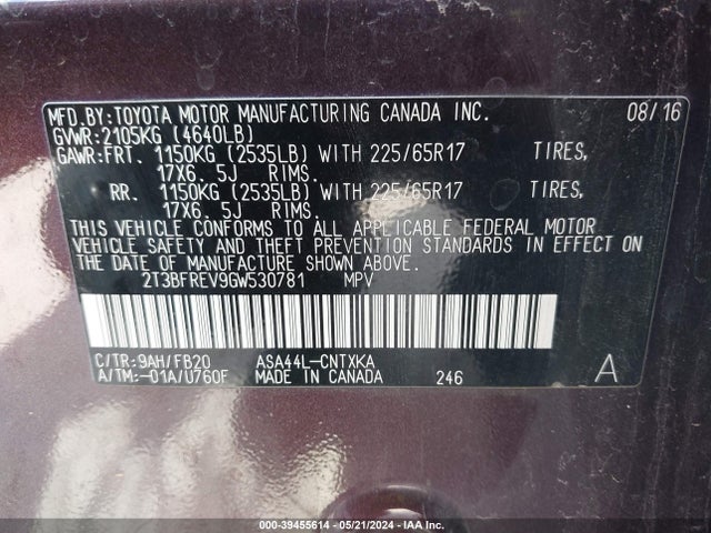 Toyota RAV4 LE 2016 2T3BFREV9GW530781 Image 9