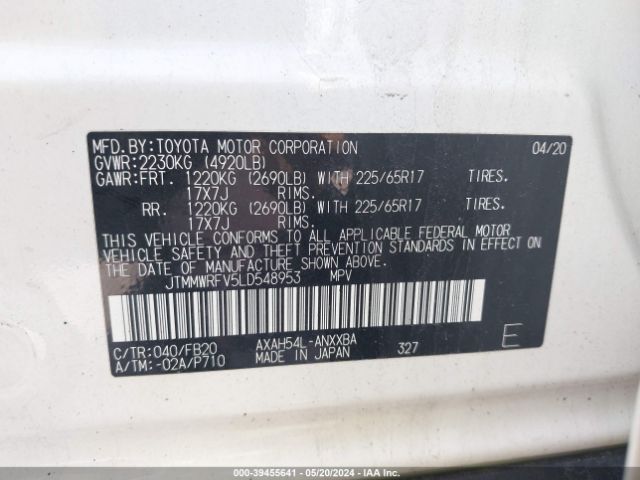 JTMMWRFV5LD548953 Toyota Rav4 Le Hybrid