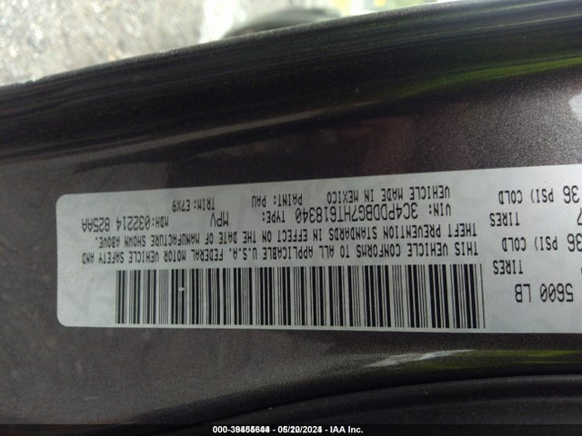 3C4PDDBG7HT618340 Dodge Journey Sxt Awd