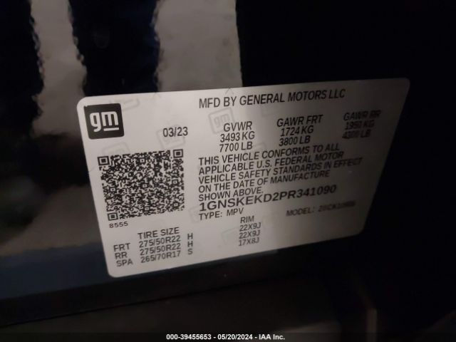 1GNSKEKD2PR341090 Chevrolet Suburban 4wd Rst